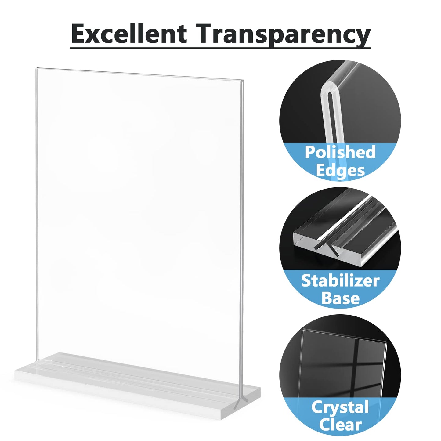MaxGear 8.5x11 Acrylic Sign Holder 3 Pack, Clear Table Menu Display Stand Plastic Document Paper Holder Double Sided T Shape Sign Frame for Store, Restaurant, Hotels, Office
