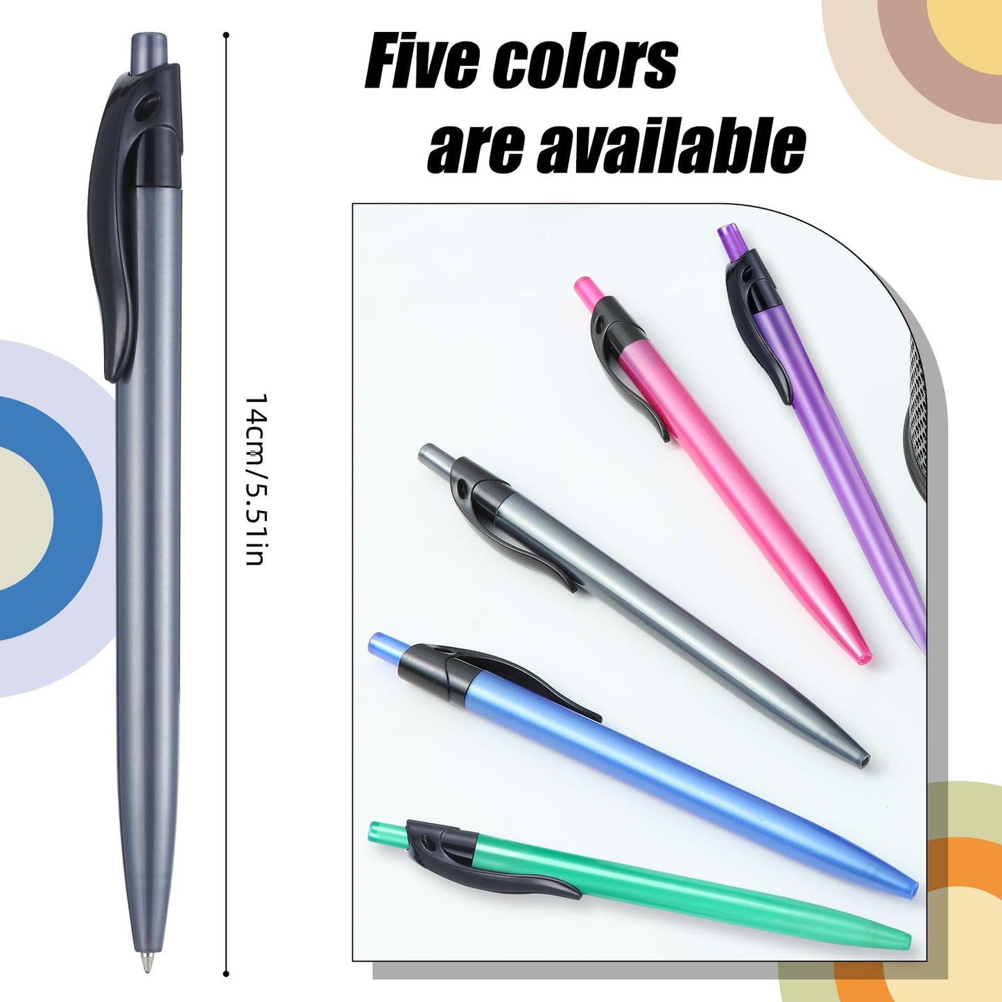 Yuxingrong Retractable Black Ballpoint Pen for Smooth Writing 1.0mm Medium Pack of 50 Black Ink Pen, Click Black Pens Bulk with Comfort Grip, Idea for Journaling, Planner, Note Taking