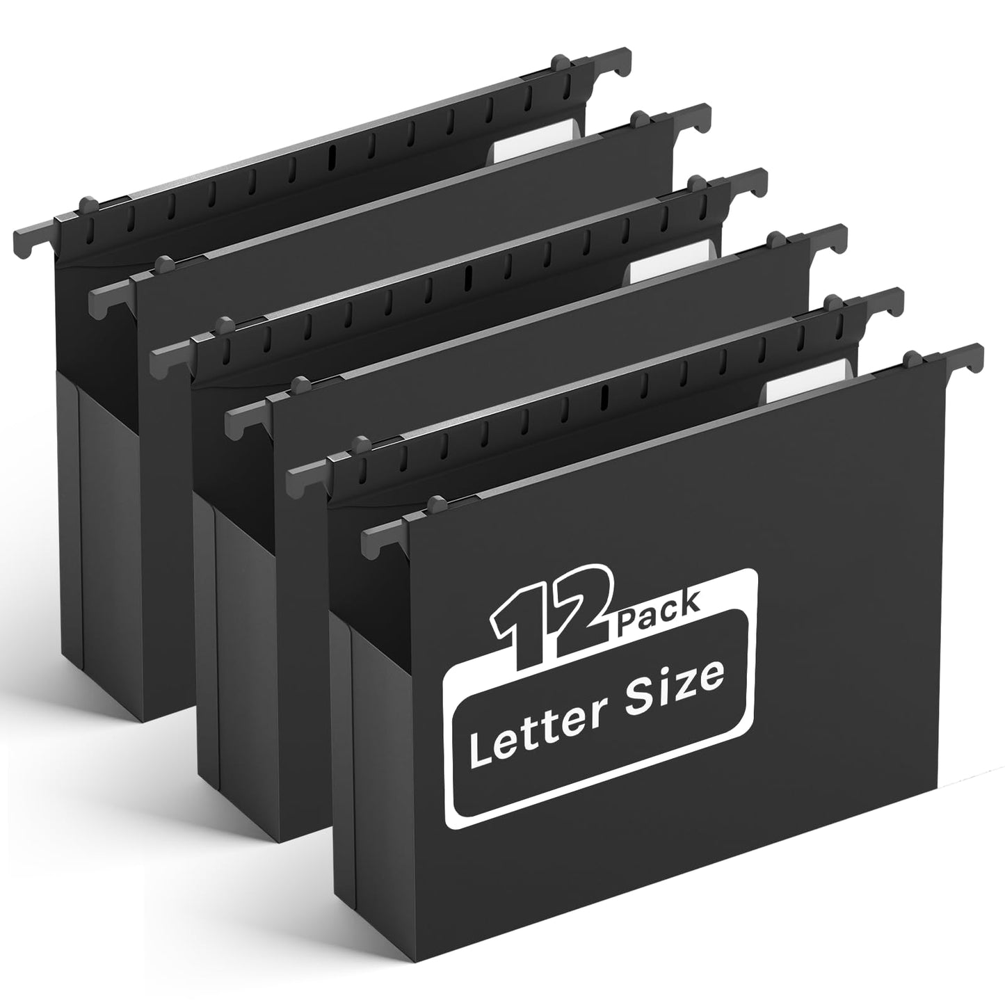Plastic Hanging File Folders Letter Size,Heavy Duty 2" Expandable File Folder with Tabs,12 Pack Reinforced Expanding Hanging Folder,File Cabinet Folder,Extra Capacity Hanging Organizer for Home Office