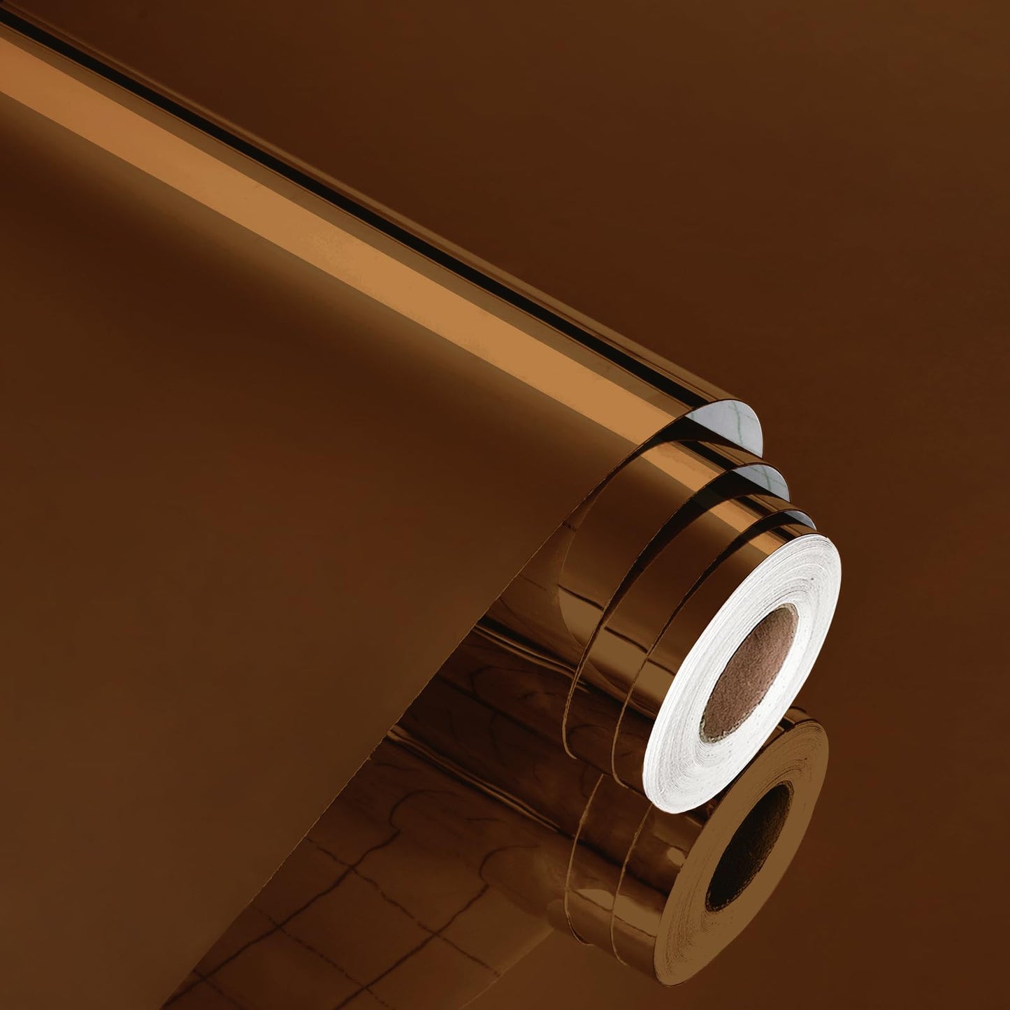 WESTICK Glossy Brown Mirror Stickers Self Adhesive Flexible Mirror Film Peel and Stick Mirrors Contact Paper Tawny Metallic Permanent Vinyl Wrap for Cabinets Appliances Shelf Liner DIY Decor 15.8"X80"