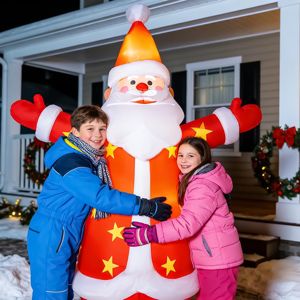 8FT Christmas Inflatables Santa Claus Outdoor Yard Decorations, Christmas Blow up Santa with LED Lights, Winter Outside Decor for Holiday Party Patio Garden Lawn, Xmas New Year Kids Gifts (Santa)