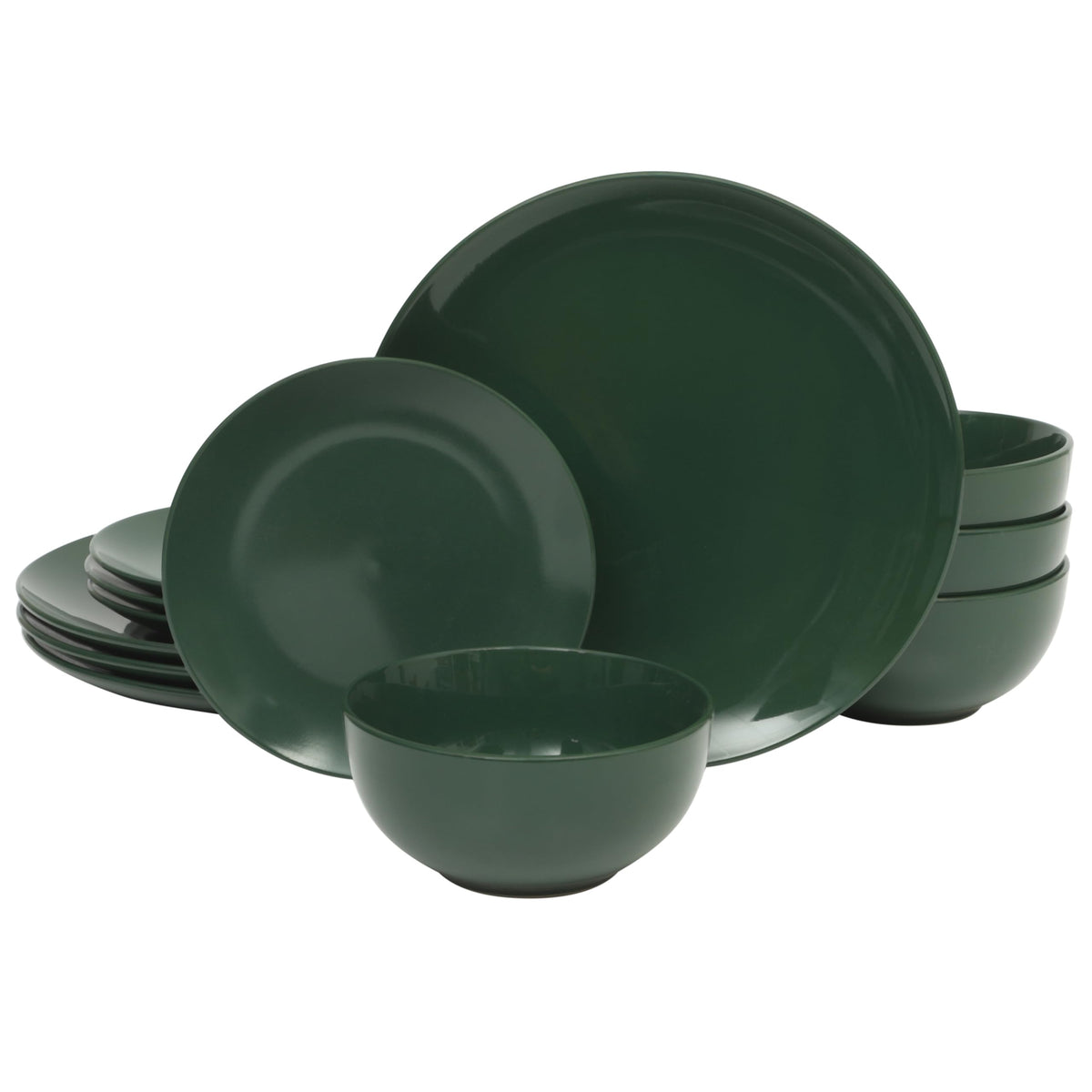 Gibson Home Queenslane 16 Piece Double Bowl Plates and Bowls Dinnerware Sets - Matte Blue
