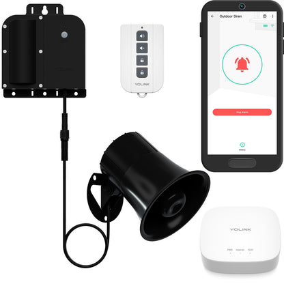 YoLink Outdoor Security Siren & Smart Alarm Controller Kit - Loud 110 dB, Wireless, Battery-Powered, 1/4 Mile Range, Android-iOS App, Alexa, Google, IFTTT, Home Assistant, Hub Required!