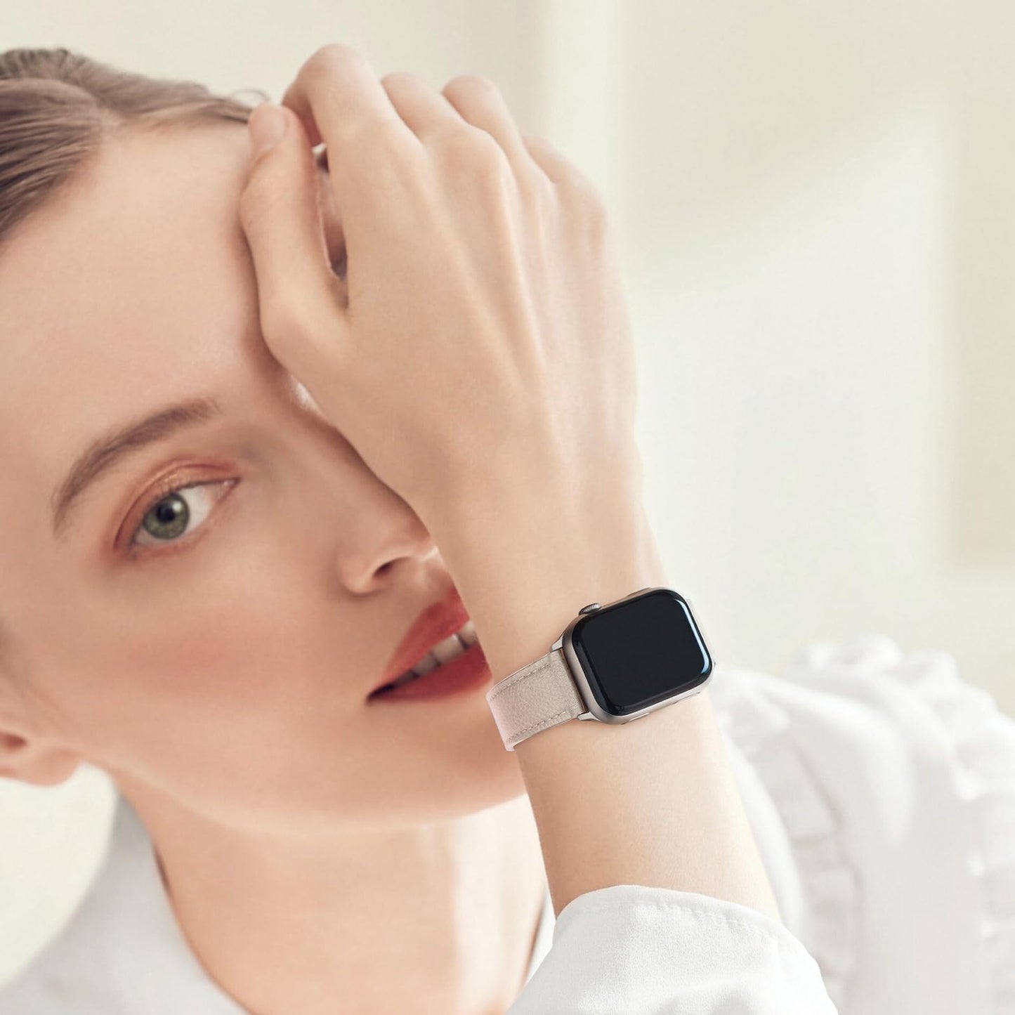 Thin French Goatskin Women's Soft Leather Band Compatible with Apple Watch Band 38mm 40mm 41mm 42mm 44mm 45mm 46mm 49mm, Slim Genuine Leather Strap for iWatch Series Ultra SE 10 9 8 7 6 5 4 3 2 1