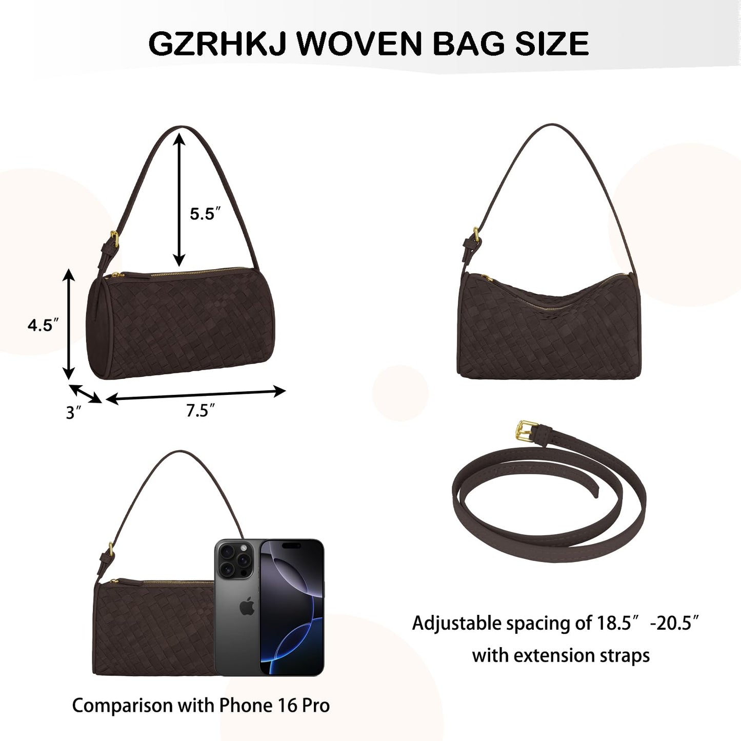 GZRHKJ Mini Woven Bag, Leather Woven Handbag with Adjustable Strap, Small Purses for Women, Top-handle Bags, Mini Evening Bag