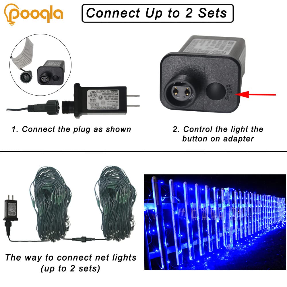Blue Net Lights, 360 LED Christmas Net Lights Outdoor, 21ft x 5ft Large Net Mesh String Lights, 8 Modes Twinkle String Lights Connectable Plug in for Bushes Christmas Hedge Yard Garden Party Decor
