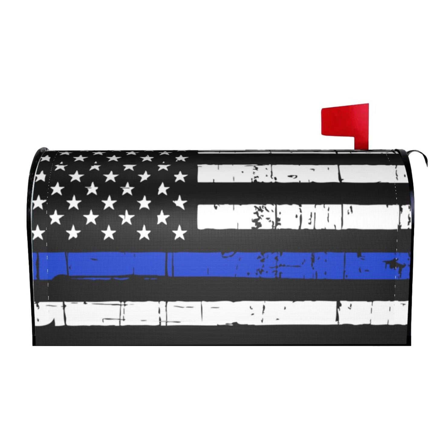 Ykklima American Blue line USA Police Stars Flag Pattern Magnetic Mailbox Cover Waterproof MailWraps Letter Box Cover for Garden Yard Outdoor Decor Large Size - 25.5 x 21 in