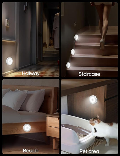Led Under Cabinet Lighting, Motion Sensor Light Indoor, 1000mAh Puck Lights with IR Remote, Rechargeable Under Counter Lights for Kitchen,Cabinets,Closet,Stairs Indoor (6 Pack)