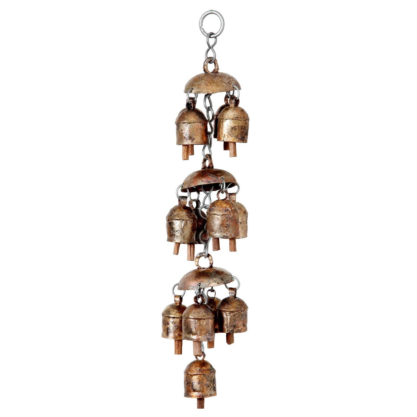 Chandelier Wind Chimes Metal Rustic Gold 13 Bells for Front Door Christmas Decor & Gifts