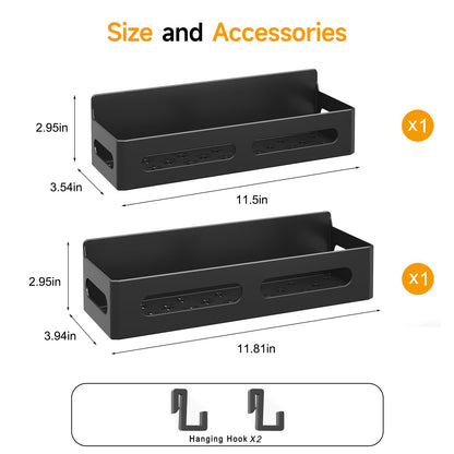 4 Pack Magnetic Spice Rack for Refrigerator, Spice Rack Organizer, Moveable Magnetic Shelf Fridge Organizer with 4 Hooks for Kitchen and Oven Organization, Black