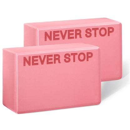 Yoga Blocks, High Density EVA Foam Blocks for Yoga, Pilates, Meditation, Aid Balance, Support and Deepen Poses - Non-Slip Lightweight Durable(2-Pack-Pink)