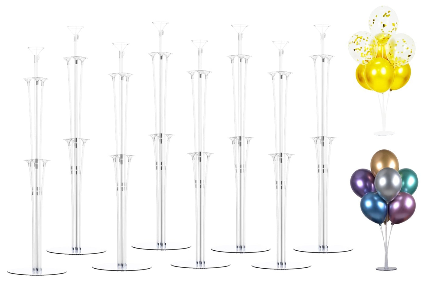 LANGXUN 28" Height Table Balloon Stand Kit for Birthday Party Wedding Decorations, Balloons Arch Kit for Graduation Party and Christmas Balloon Decorations (8 Pack)