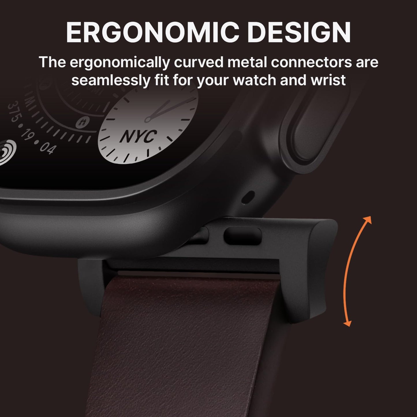 Bandletic Compatible with Apple Watch Ultra 2 Band for Men Women, Soft Genuine Leather Bands Replacement Strap for iWatch 49mm(Ultra 3/2/1),46mm(11/10),45mm(9/8/7),44mm(SE3/SE2/SE/6/5/4),42mm(3/2/1)
