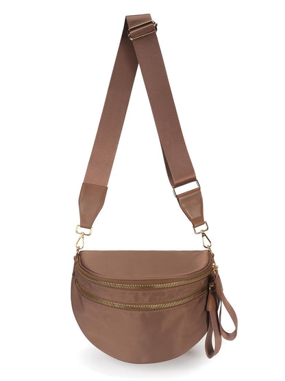 Pure Colour Crossbody Bag Bum Bag for Women,Spacious Purse Fanny Packs Belt Bag,Oversized Bum Bag (Colour Bum Bag-Beige)