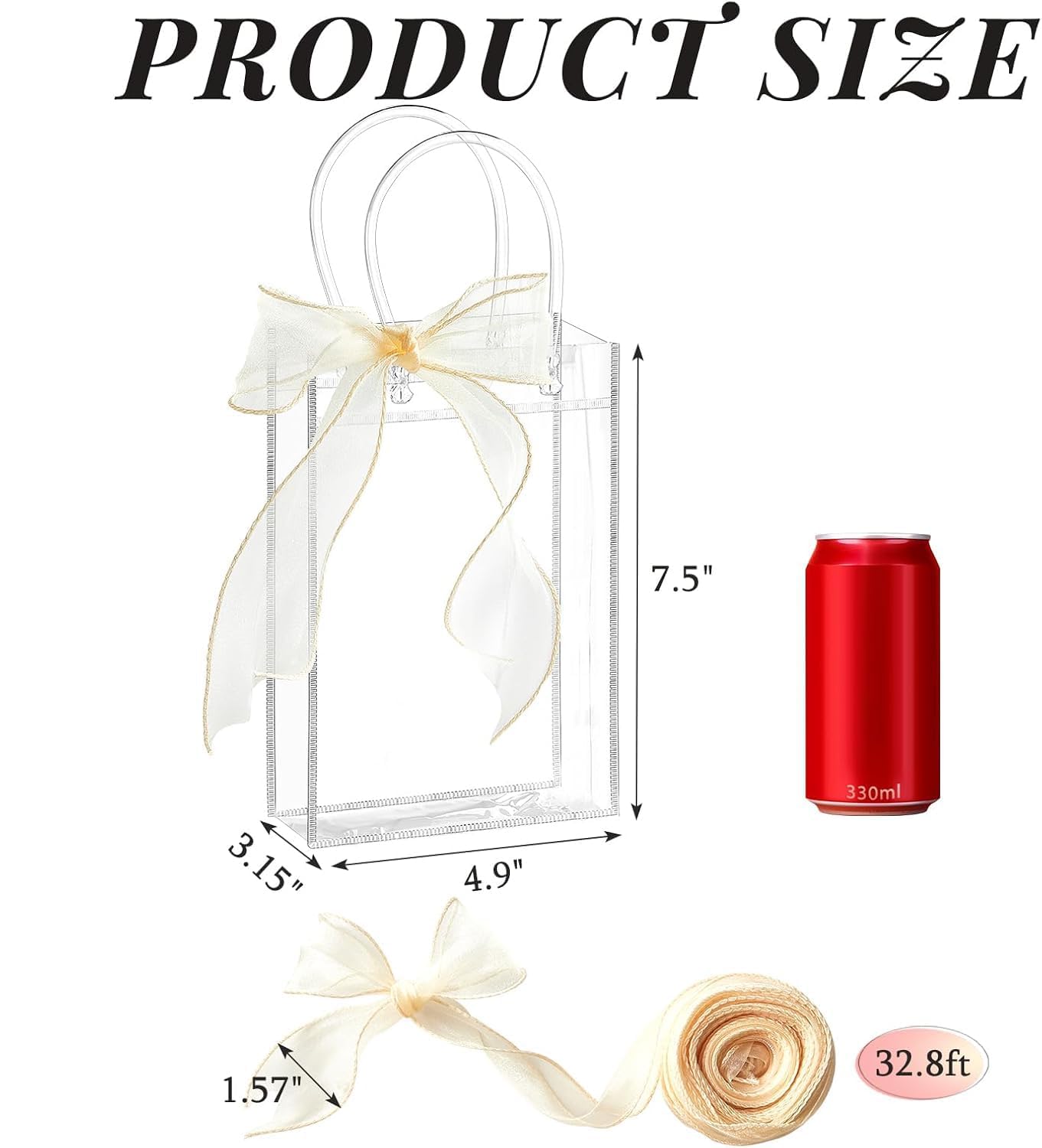 Ohuimrt Clear Plastic Gift Bags with Handles, 50 PCS, 5.9" x 4.92" x 2.75"