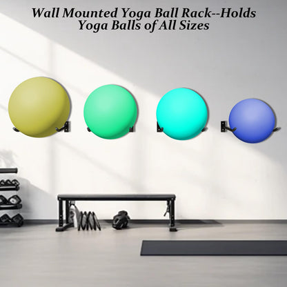 svteli Wall Mount Exercise Ball Holder, Metal Yoga Ball Holder, Heavy Duty Medicine Ball Rack, Stability Ball Storage Rack for Gym, Garage, Home, 2 Pack