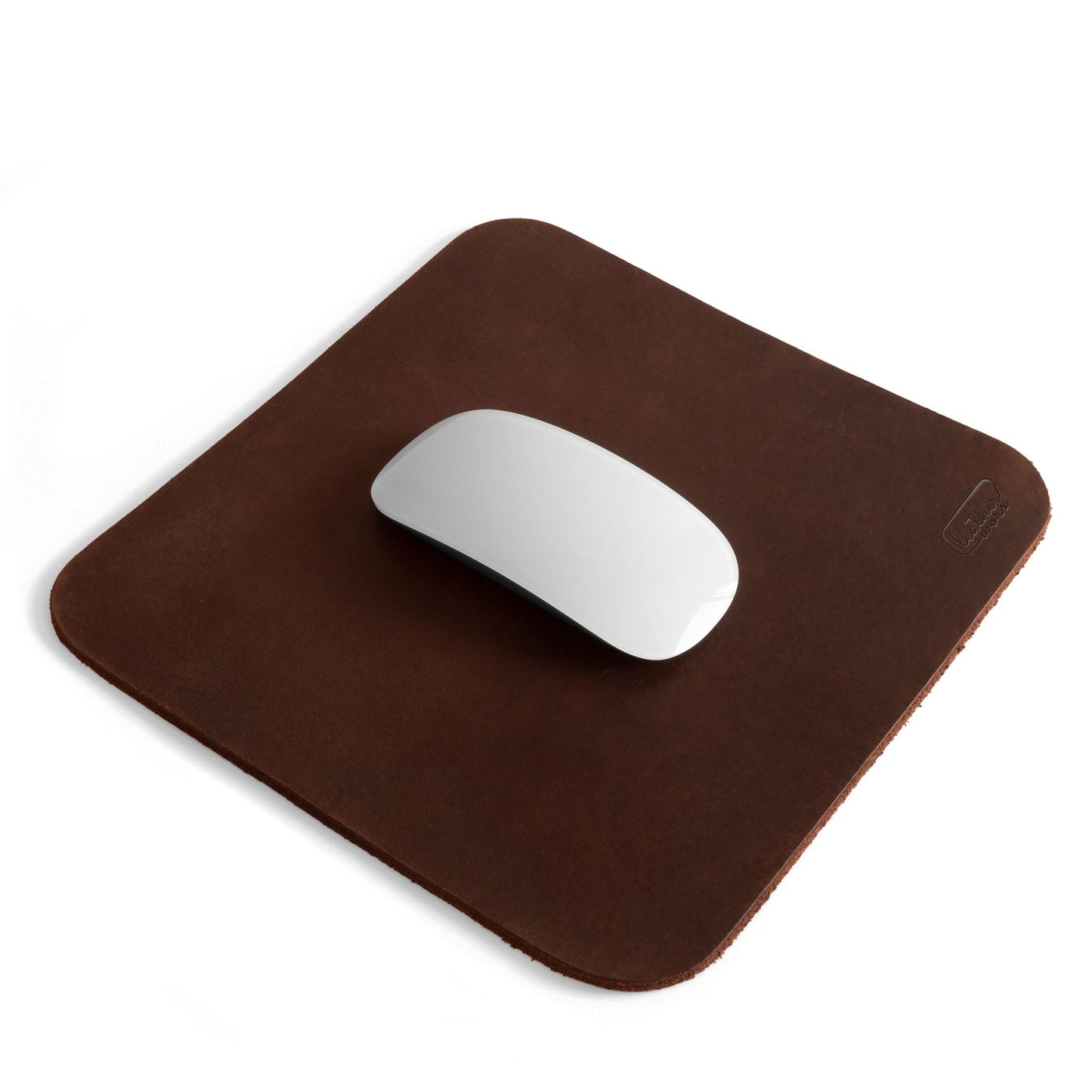 Leather Worx, Ergonomic Mouse Pad, Executive Work Desk & Office Essentials, Tracking Accuracy, Mouse Control, Thick Full Grain Leather, Handmade, Bourbon Brown