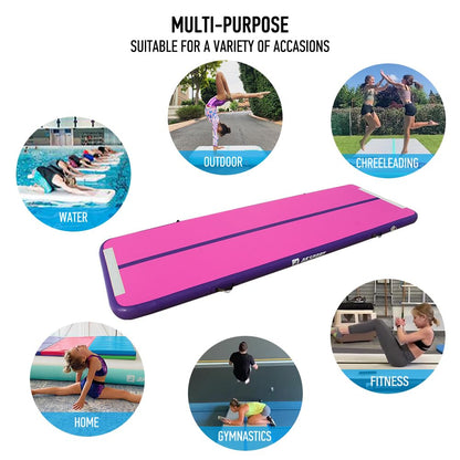 AKSPORT Air Mat Tumble Track Gymnastics Tumbling Mat Inflatable Floor Mats With Electric Air Pump for Home Use/Tumble/Gym/Training/Cheerleading/Parkour/Beach/Park/Water (Fuchsia, 9.84ft)