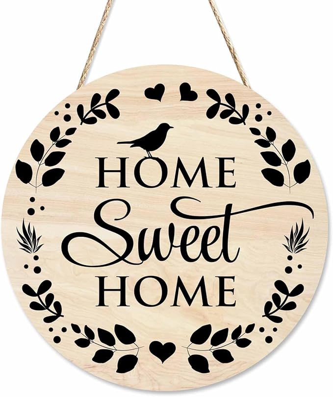 Welcome Sign Front Door Decoration Home Sweet Home Outdoor Indoor Wall Hanging Decorations 12x12in