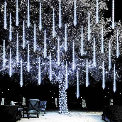 Dazzle Bright 1728 LED Christmas Light, Meteor Shower Rain Lights 11.8 Inch 48 Tubes, Waterproof Plug in Falling Rain Lights Decorations for Xmas Tree Yard Party (White)