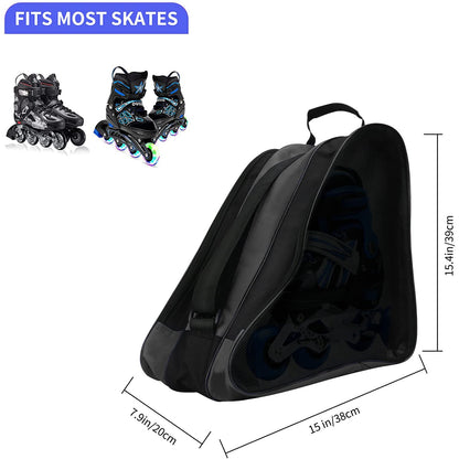MXiiXM® Roller Skate Bag, Breathable Ice Skate Bags with Adjustable Shoulder Strap, Oxford Cloth Skating Shoes Storage Bag for Women Men Kid and Adults Roller Skate Accessories (Black)