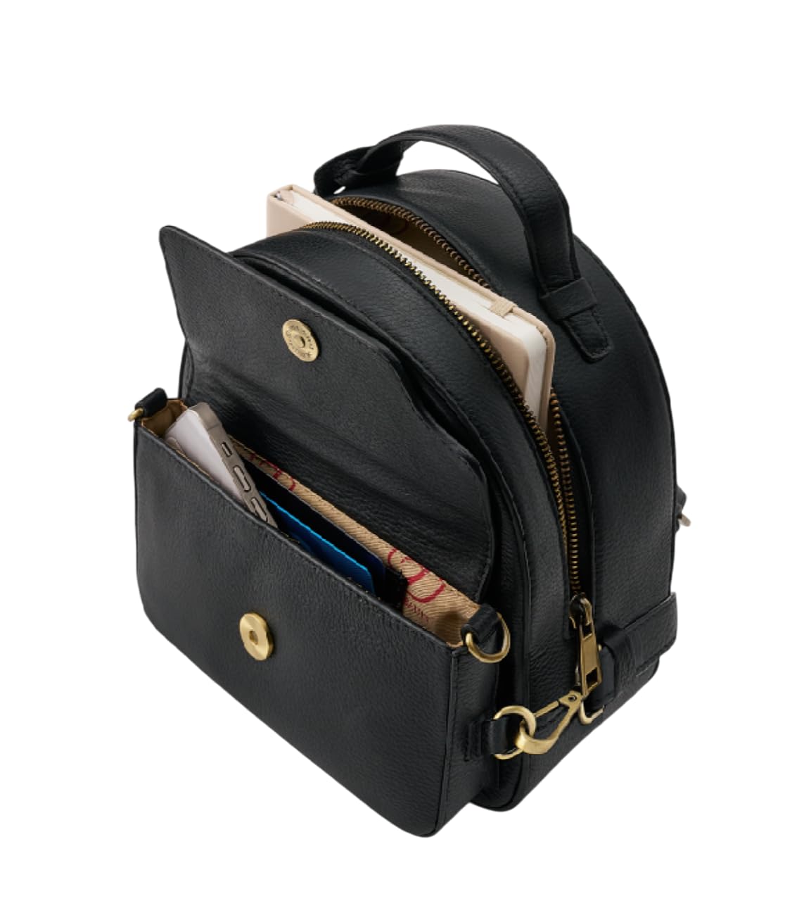 DANEAULT The Rebecca Conversion Mini Backpack – Convertible Leather Bag with Removable Front Pocket – Travel, Work & Everyday Use – Compact and Stylish – Women's Backpack - Black