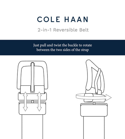 Cole Haan Men's Reversible Perforated Dress Belt, Brown/Navy, 36