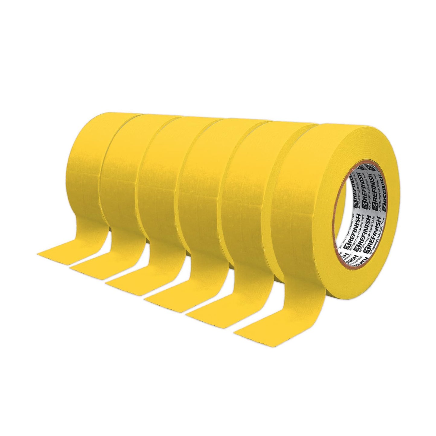 KREFINISH Painters Tape for Cars Vehicles Paint Tape Auto Body Yellow Masking Tape Heat Resistant Automotive Removable No Residue Painting Tape Bulk Set for Paint Booth, 0.94in-60 yards/6rolls