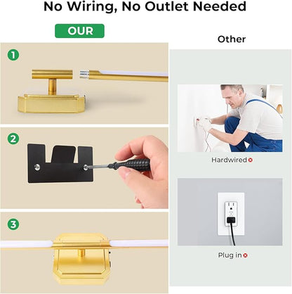 10000mAh Battery Operated Wall Sconce Detachable, Wireless Wall Lamp 3000-6500K Dimmable, Rechargeable Wall Light for Bedroom, Living Room, 28.3" Gold (4 Pack)