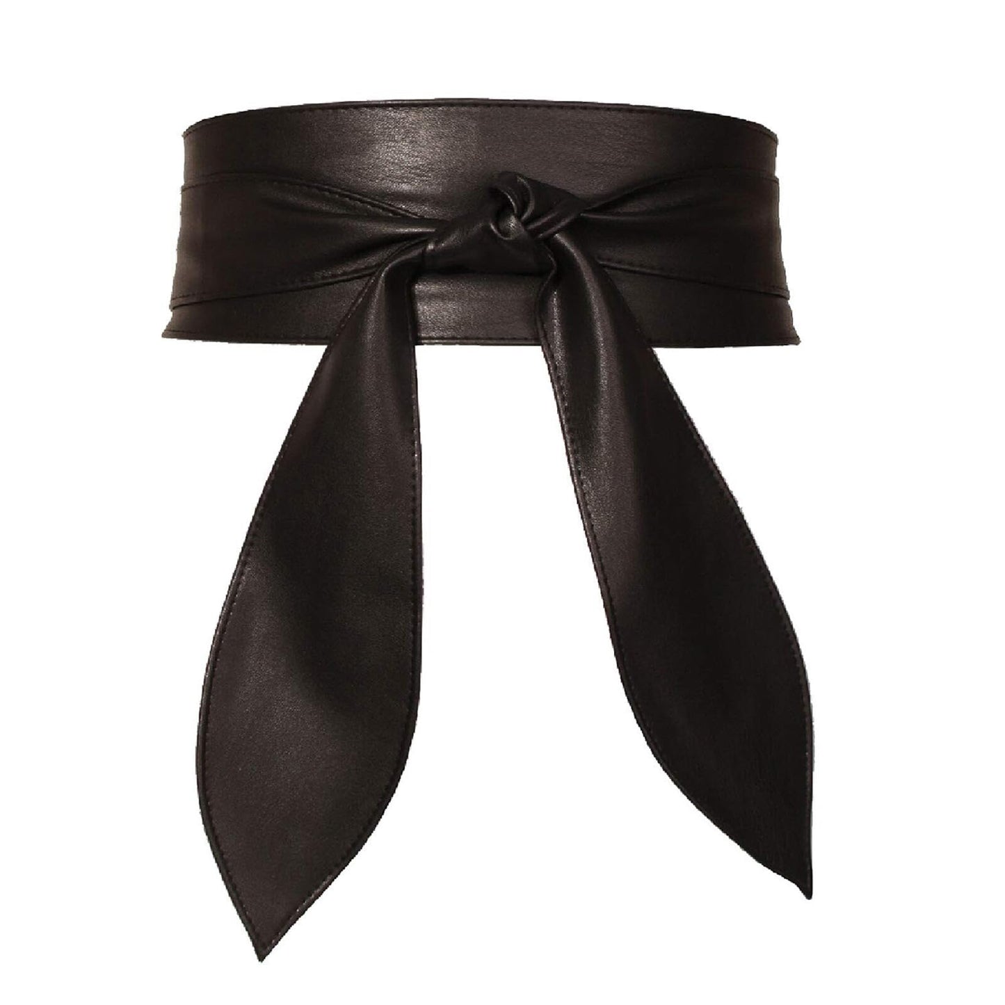 ChinEluviis Womens Obi Belt Fashion Corset Wide Leather Knotted Cinch Tie Wide Belt for Evening Dress Black M