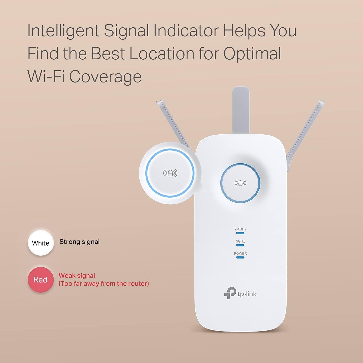 TP-Link AC1900 WiFi Range Extender RE550 | Dual-Band Wireless Repeater Amplifier w/Gigabit Ethernet Port | Up to 2200 Sq. Ft., 32 Devices | Internet Signal Booster | APP Setup | EasyMesh Compatible