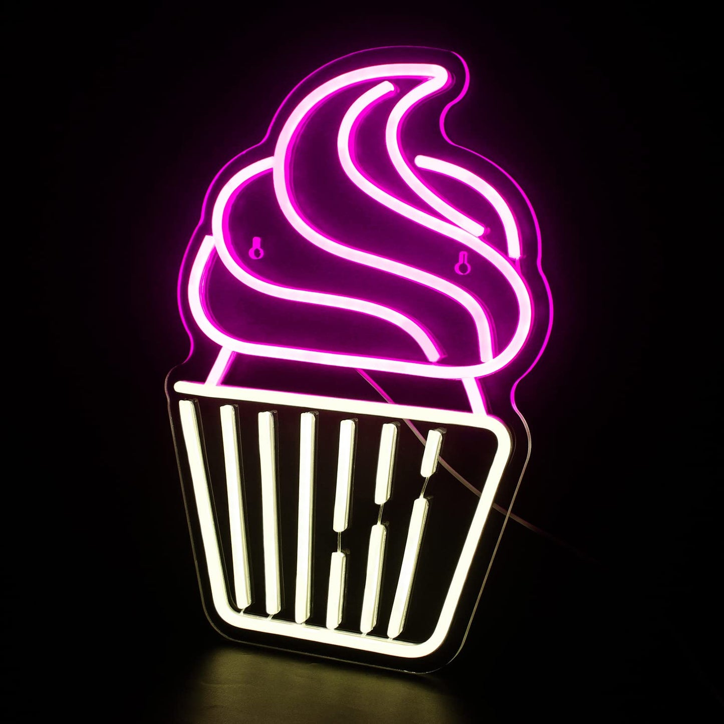 FAXFSIGN Cupcake Neon Sign Led Pink Warm White Neon Lights for Wall Decor Usb Light Up Signs for Bakery Dessert Shop Resturant Bar Cafe Candyland Party Decorations