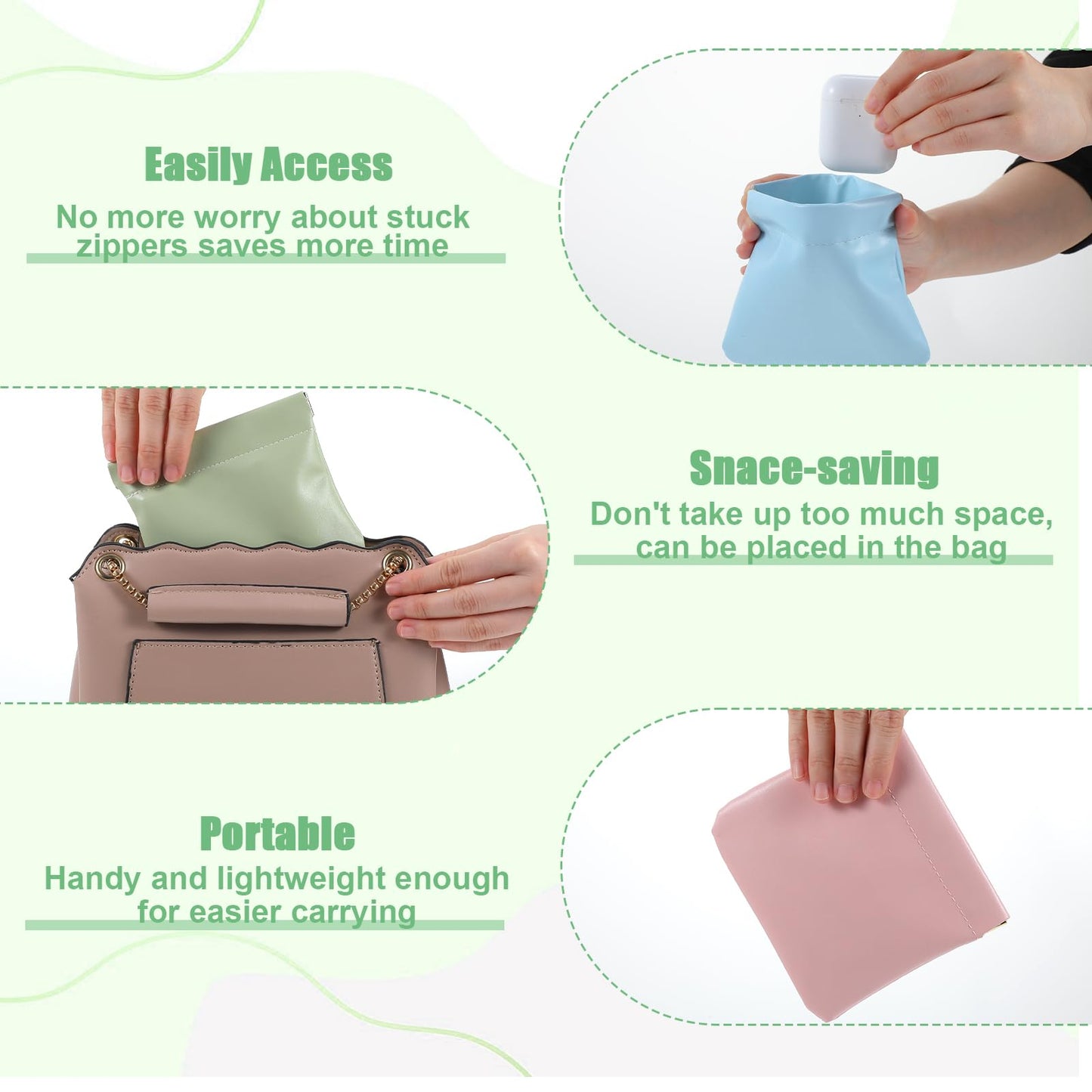 Leooomap 30 Pcs Leather Squeeze Coin Purse Pouch, Small Coin Purse Bulk, Mini Make Up Bag Set, Waterproof Self-Closing Mini Cosmetic Bag for Women, 10 Colors PU Pocket Organizer for Jewelry Lipstick