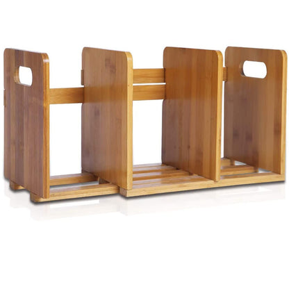 Salafey Expandable Desktop Bookshelf,Bamboo Desktop Bookcase,Mini Bookshelf Organizer Tabletop Bookshelf for Office Home Tabletop