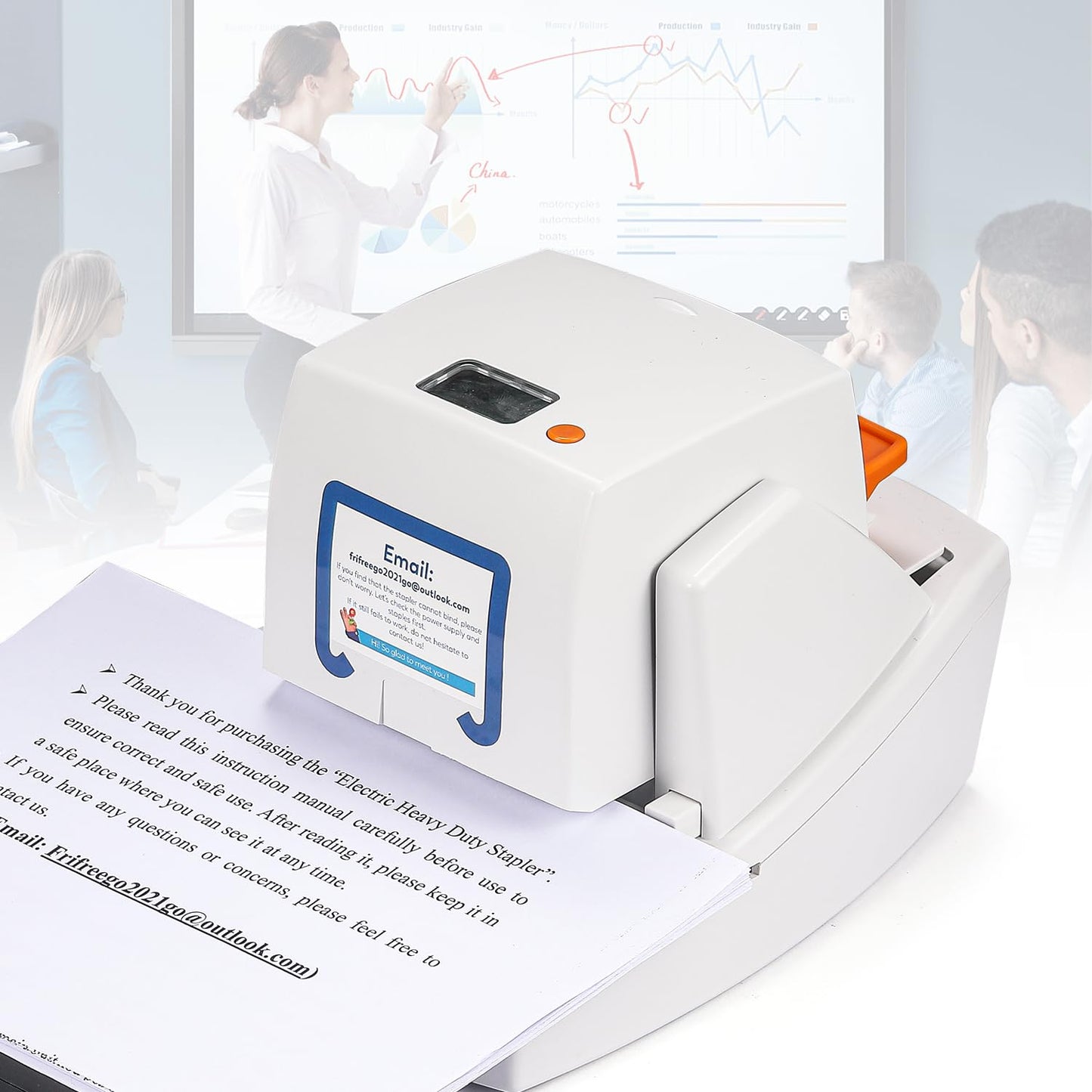 Frifreego Upgraded Electric Stapler, 65 Sheets Capacity, Binding Speed & Margin Adjustable, Automatic Heavy Duty Stapler Including 5500 Staples, Jam-Free