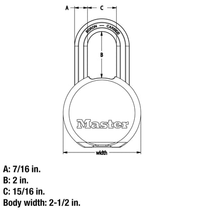 Master Lock Magnum Heavy Duty Solid Steel Silver Padlock with Key, Cut Resistant Gate Locks for Outdoor Fence or Shed, 14/32 x 2 x 15/16 Inches, M930XKADLH