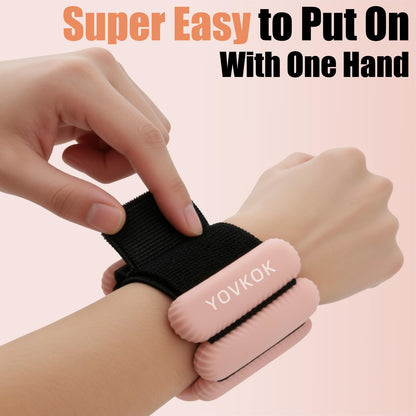 Wrist Weights, Silicone Adjustable Ankle Weights for Women Men - Strengthen Arms and Legs Ideal for for Home Gym Workout, Running, Yoga, Pilates, Barre, Exercise, Strength Training (Flesh Pink, 2 lbs Pair (1lb Each))