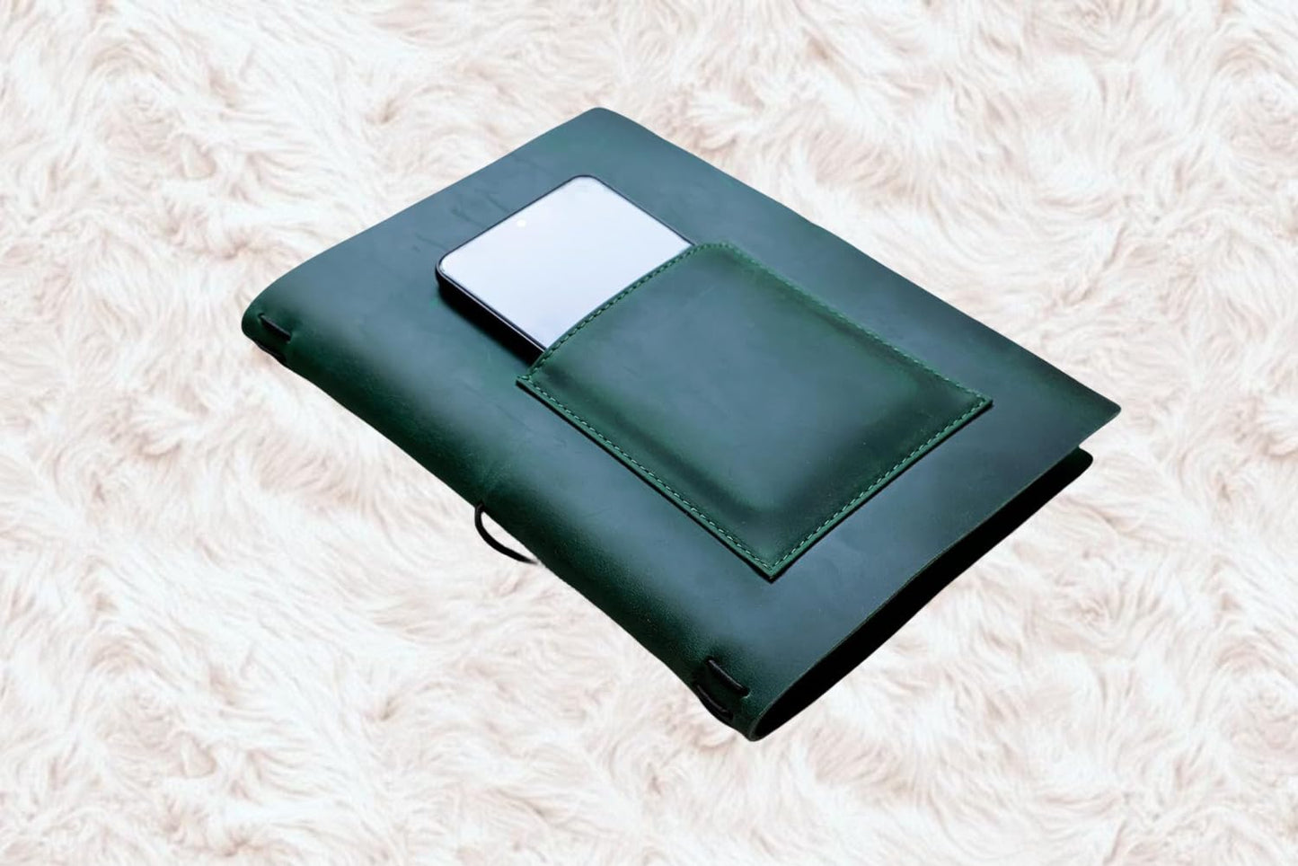 KISSKI·H Olvido A5 Travelers Notebook Cover, Small Leather Journals Cover for Writing, Refillable Planner Organizer Folio Case for 8.5 x 5.5 Notebook with Phone/Pen Pocket, Gift for Men/Women, Green