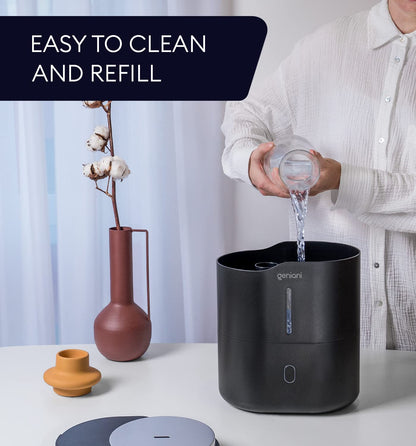 GENIANI Ultrasonic Cool Mist Humidifier for Bedroom, Large Rooms, Home, 4L - Easy Fill & Clean Humidifier for Plants w/Auto Shut-off, 40H Runtime - Quiet, Top Fill Air Humidifier