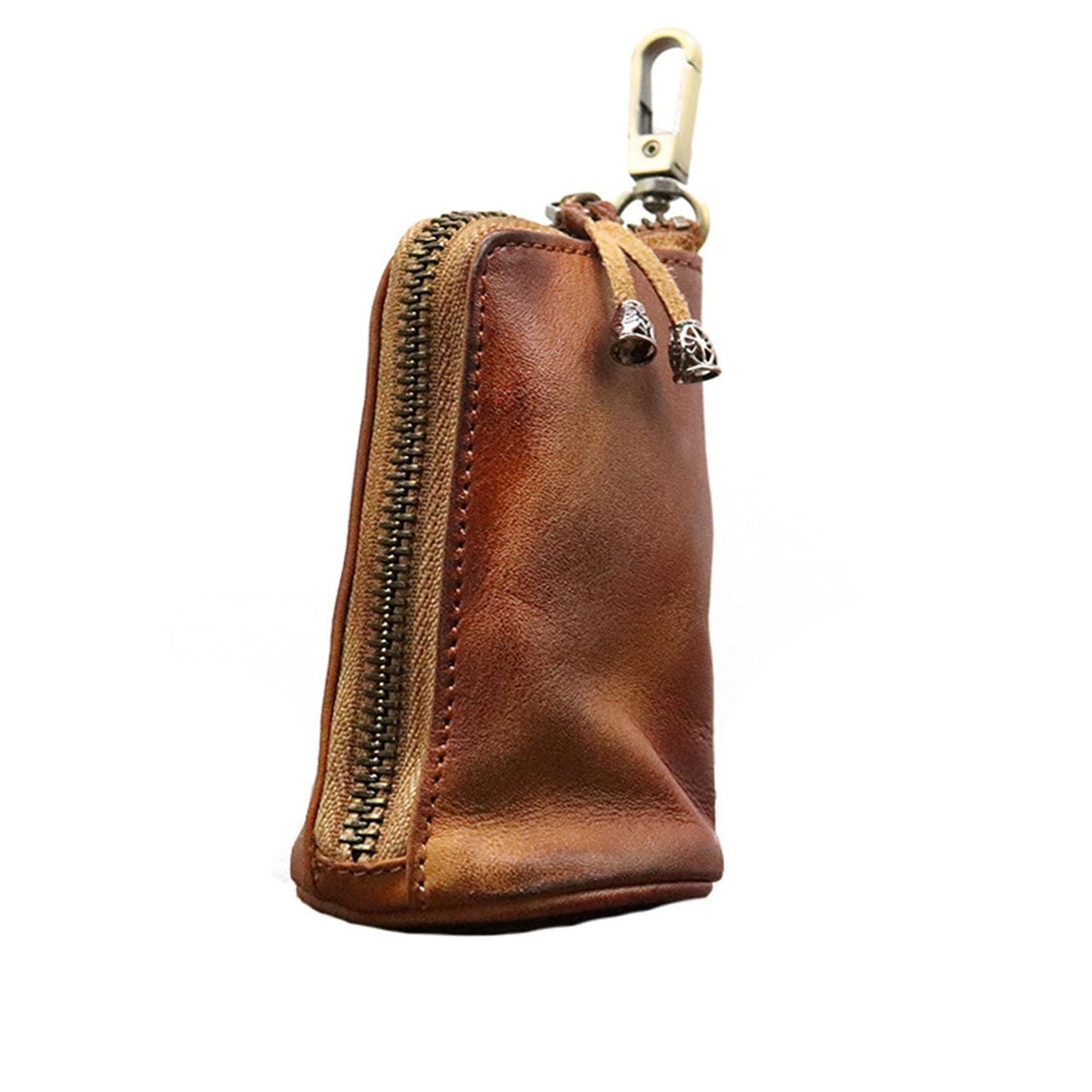 Medieval Leather Key Pouch – EDC Coin Holder for Men, Full-Grain Cowhide Keychain with Belt Hook