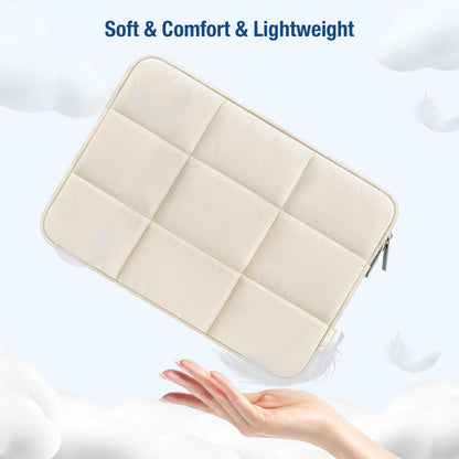 MOSISO Laptop Case 13.3 inch, 13-13.3 inch Puffy Laptop Sleeve Compatible with MacBook Air 13 13.6/Pro 13/Pro 14, HP Dell ASUS Lenovo, Rectangle Quilted Puffer Computer Bag for Women, Sand