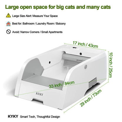 S6 Self Cleaning Litter Box, Upgraded Automatic Cat Litter Box Self Cleaning That Can Use Clumping Cat Litter, Open Design with Cats Taking to It Immediately, Anti Pinch and Odorless