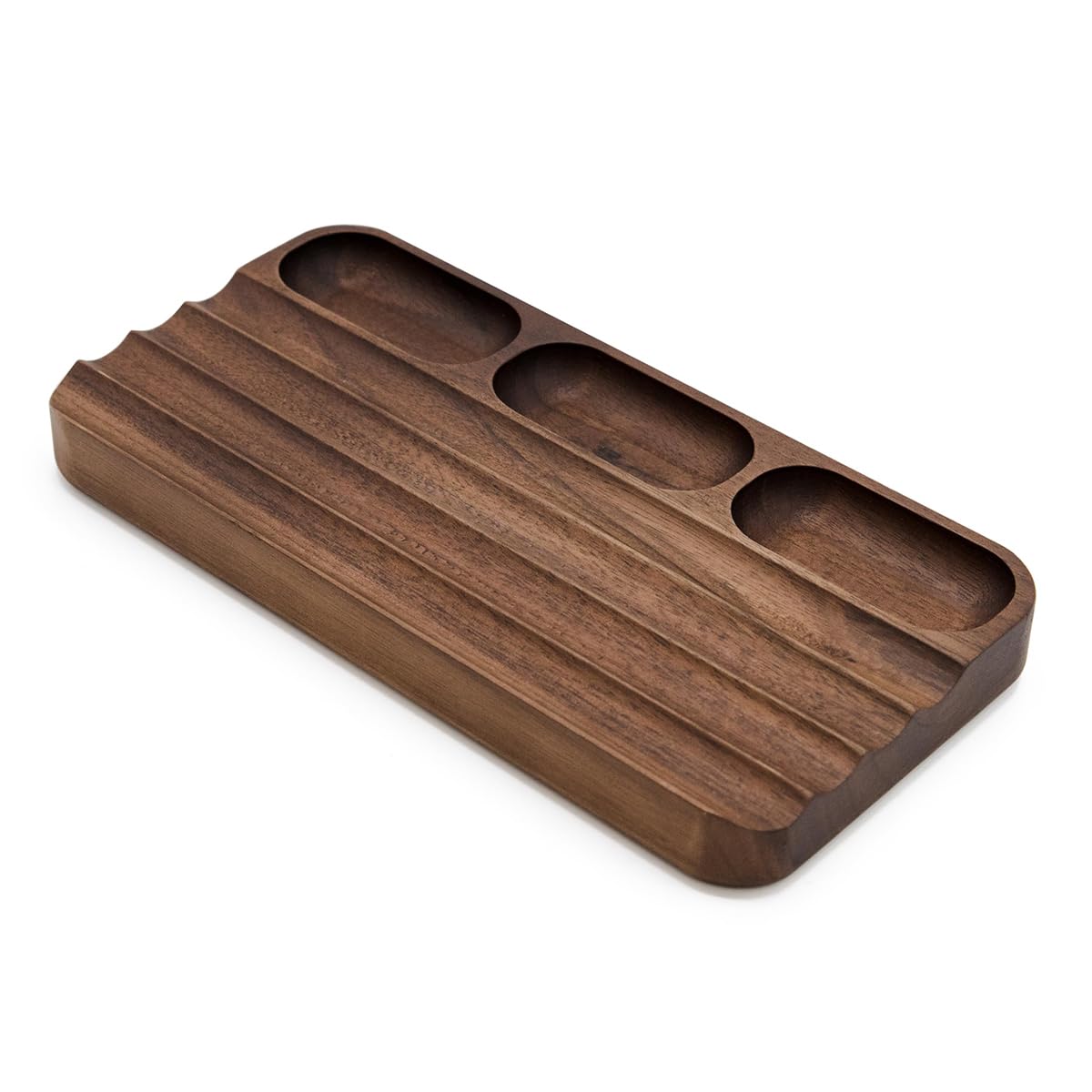 LITAITAI Horizontal Pen Holder,Acacia Wood Pen Tray,Desktop Pen Display,Walnut Desk Tray,Paperclip Headphones Eraser Office Stationery Storage,Brown
