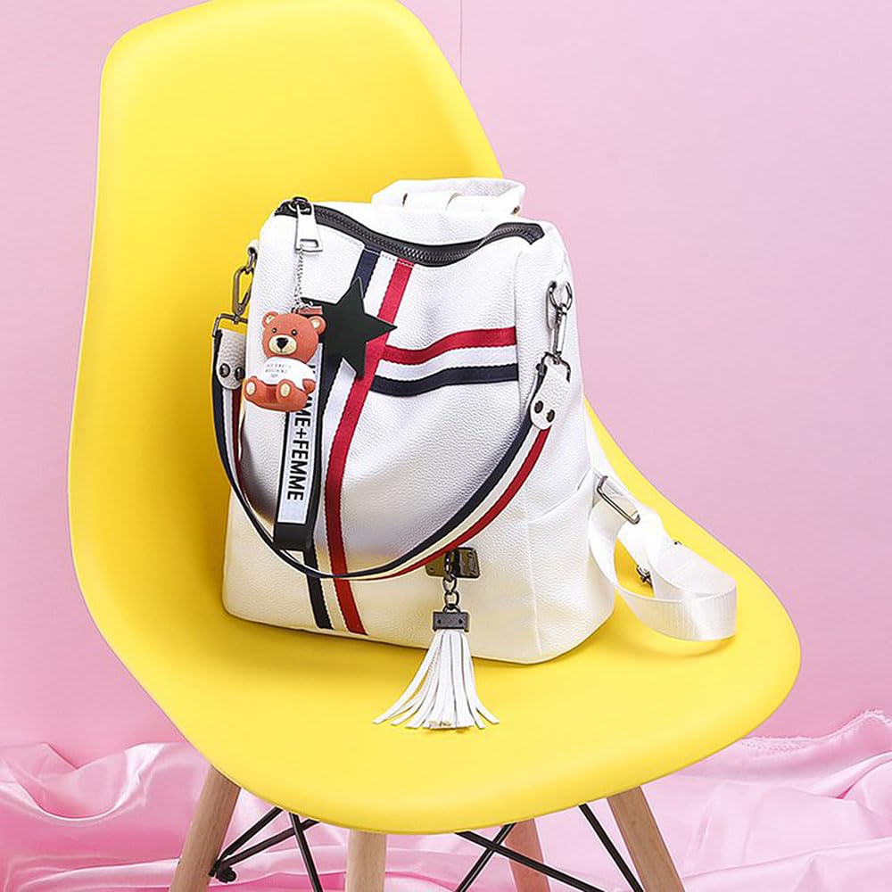 Taremoci Fashion PU Leather Backpack Purse for Women Travel Backpack Bag with Tassel Ladies Shoulder Handbags Casual Daypack