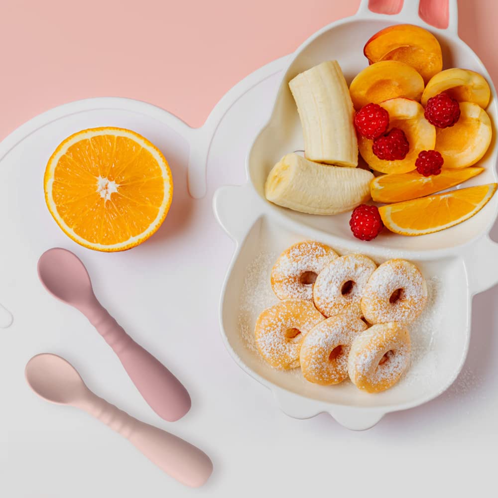 ME.FAN Silicone Baby Feeding Spoons [6 Pack] - First Stage Infant Spoons, Training Spoon for Self Feeding Babies and Toddlers