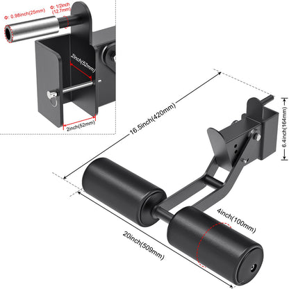 Nordic Hamstring Curl Squat Rack Attachment for 2" x 2" Power Rack with 1/2" or 1" Hole - Adjustable Leg Hold Down Attachment with Premium Leather Surface - for Ultimate Home Gym Experience