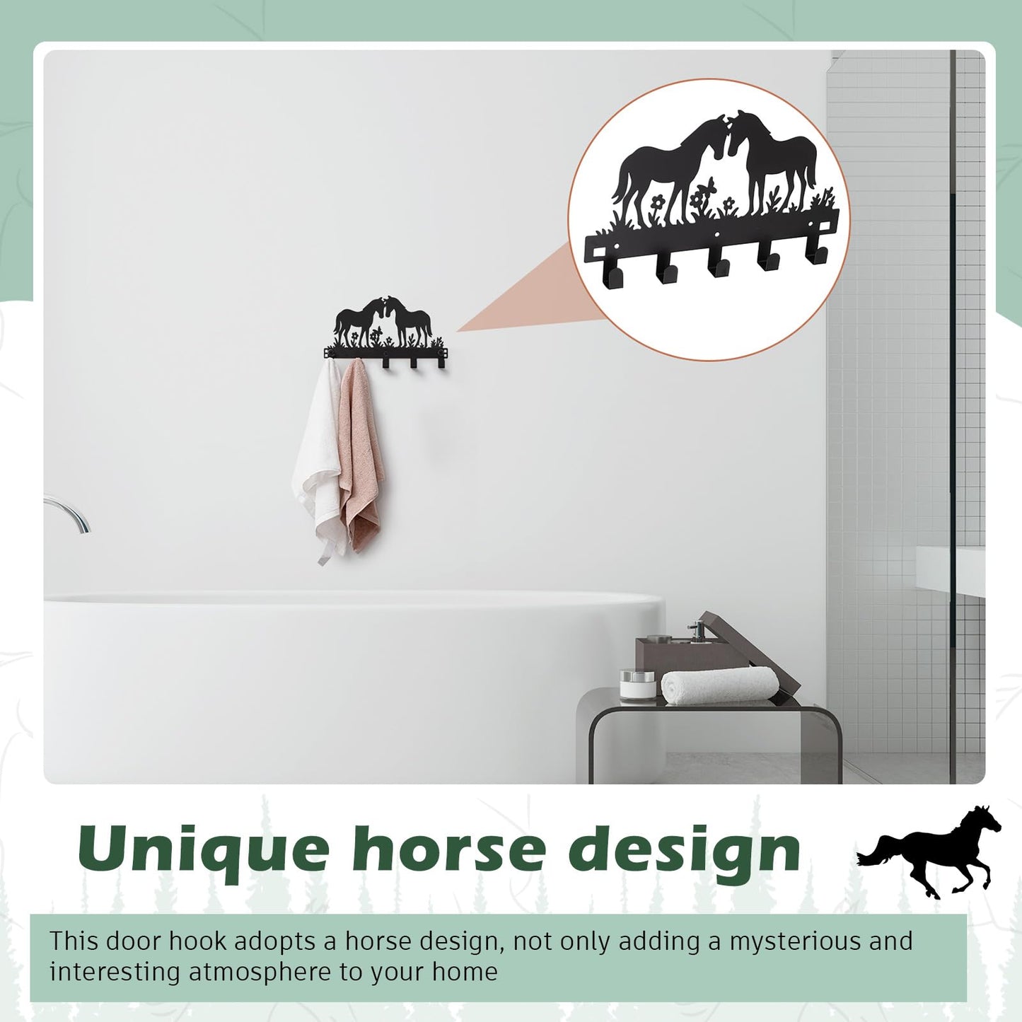 Reallnaive Horse Over the Door Hooks Bathroom Decor Hanger Wall Mount Rack Holder for Towel, Hat, Coat, Cloth, Keychain, Bag, Christmas Party Gift