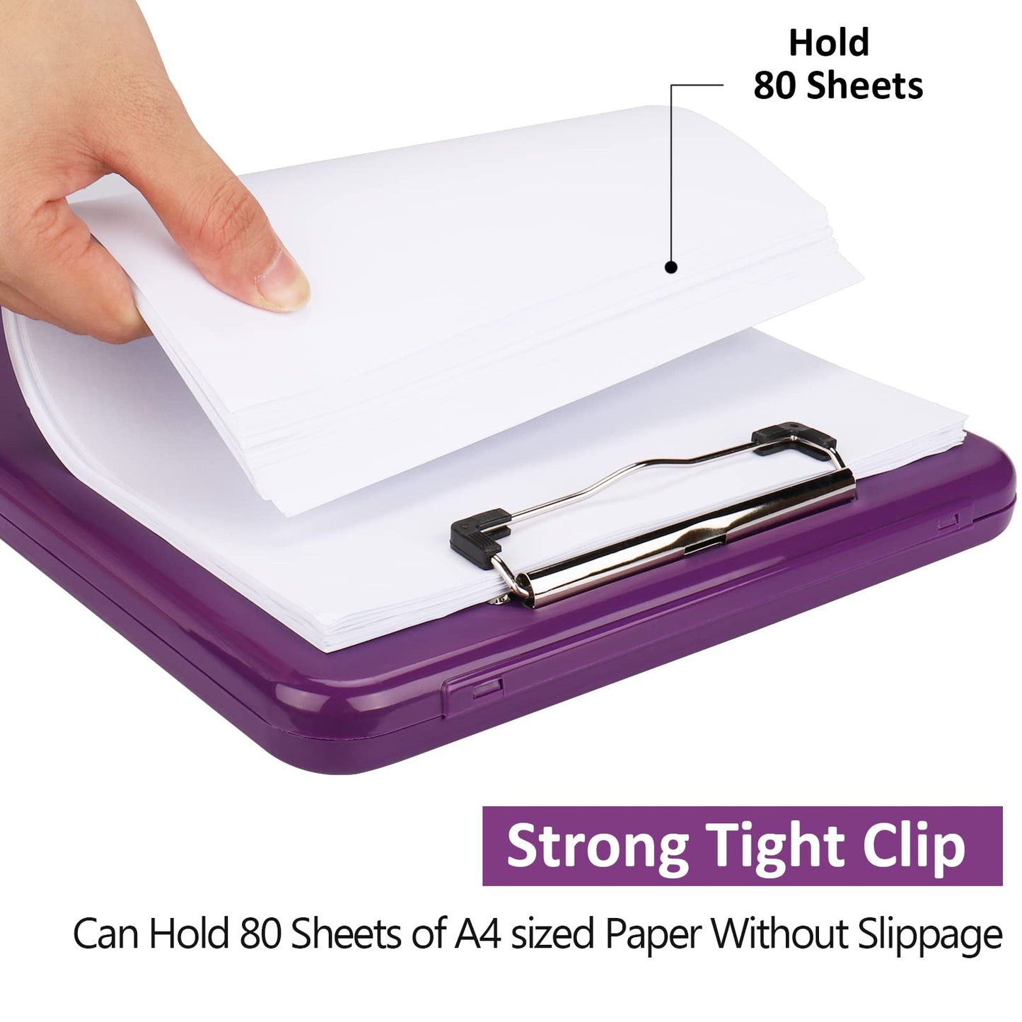 SFLHHDM A4 Clipboards, Folder Clipboard with Storage, Folio Plastic Clipboard with Low Profile Clip,Waterproof Nursing Clipboards Foldable Document Case for Office Work-Deep Purple