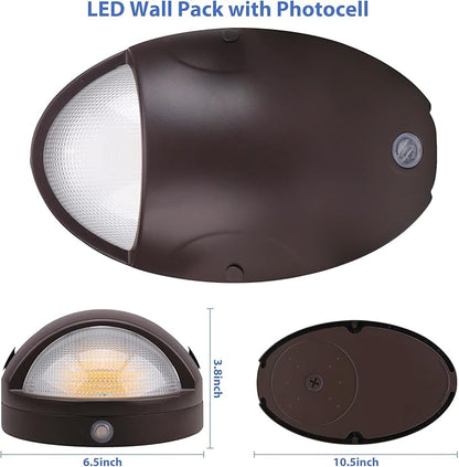 dephen 15W LED Emergency Wall Pack Light with Battery Backup and Photocell, Dusk to Dawn WallPack 3500K/4000K/5000K CCT, 90 Minutes 600Lm Security Lighting Self Test (UL-Listed)