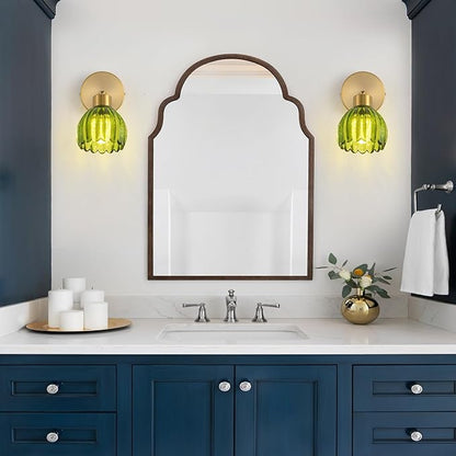 Wall Sconces Vintage Fixture Light, Vanity Lights for Bathroom, Modern Wall Light Fixtures, Metal Sconces Wall Lighting with Glass Shade, Farmhouse Wall Lamp for Bedroom Living Room